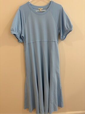 JODIFL Light Blue Short Sleeve A-Line Jersey Dress